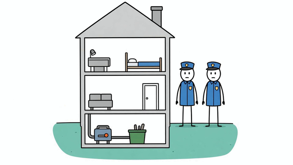 Illustration of houses standing for cells on a street.